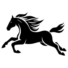 Running horse vector icon., black and white horse