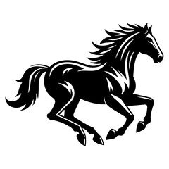 Black and white horse vector illustration.