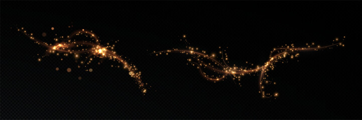 Golden comet png with sparkling stars and dust. Powder dust light PNG. Magic shining gold dust. Fine, shiny dust bokeh part   © Виктория Проскурина