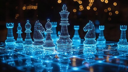 Glowing Holographic Chess with Autonomous Pieces on a Futuristic Board