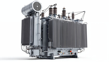 Fototapeta premium A large modern high voltage transformer, emphasizing its size and importance in power transmission.