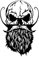 Tête de mort à moustache et barbe hipster skull moustachu et crane barbu