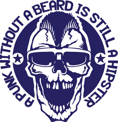 Tête de mort hipster skull crane punk lunette de soleil citation