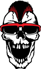 Tête de mort hipster skull et crane lunette de soleil