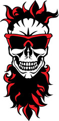 Tête de mort à barbe hipster skull et crane barbu lunette