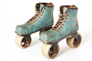 Retro skates on a blank backdrop