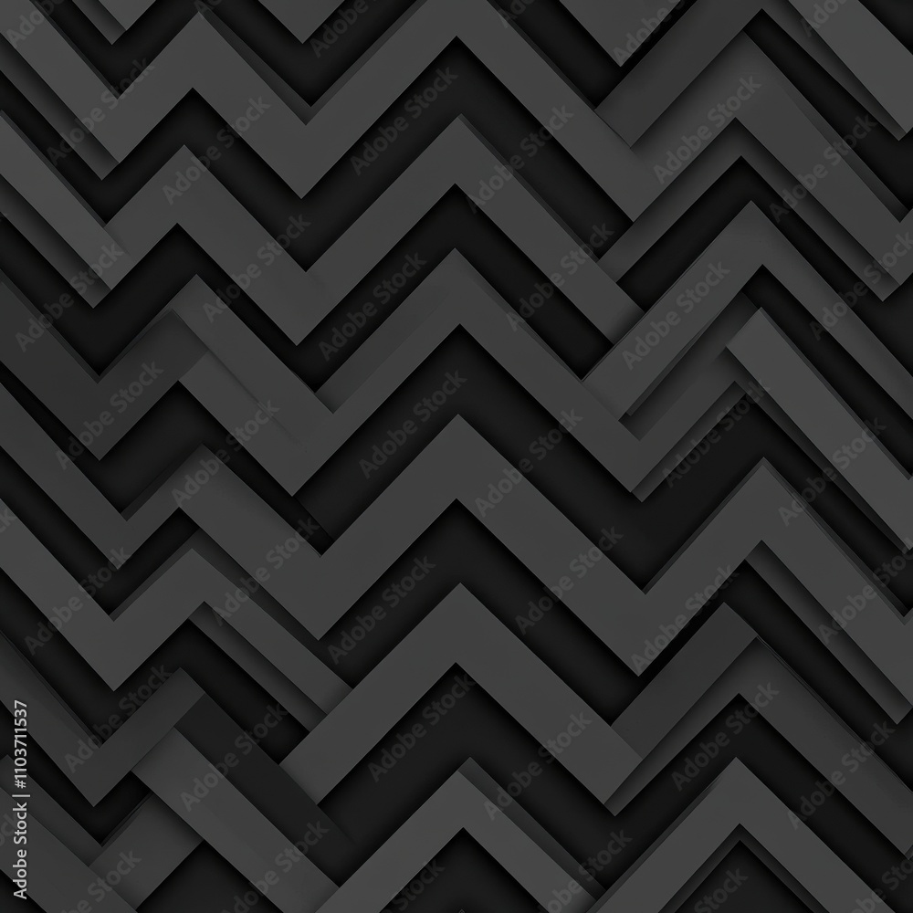 Poster abstract pattern of layered black zigzag designs creating a striking visual texture.