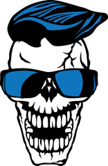 Tête de mort hipster skull lunette de soleil et coiffure