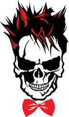 Tête de mort moustache hipster skull moustachu crane coiffure punk