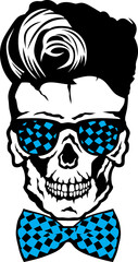 Tête de mort hipster skull crane coiffure lunette de soleil 