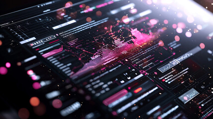 Ai generate data visualization technology hub digital interface futuristic environment close-up view conceptual analysis