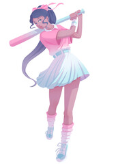 A girl is playing tennis