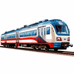 Obraz premium Colorful and Modern Train Illustration with Sleek Design, Vibrant Colors, and Detailed Features on a White Background Ideal for Transport and Travel Themes