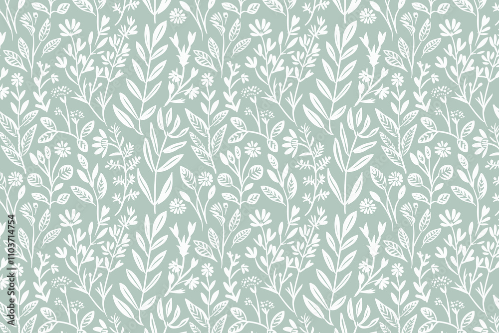 Poster toile pattern tapestry. linocut print. monochrome botanical pattern background. created with generat