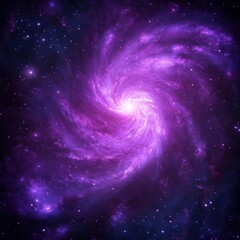 A stunning spiral galaxy showcasing vibrant purple hues and a mesmerizing core, surrounded by twinkling stars.