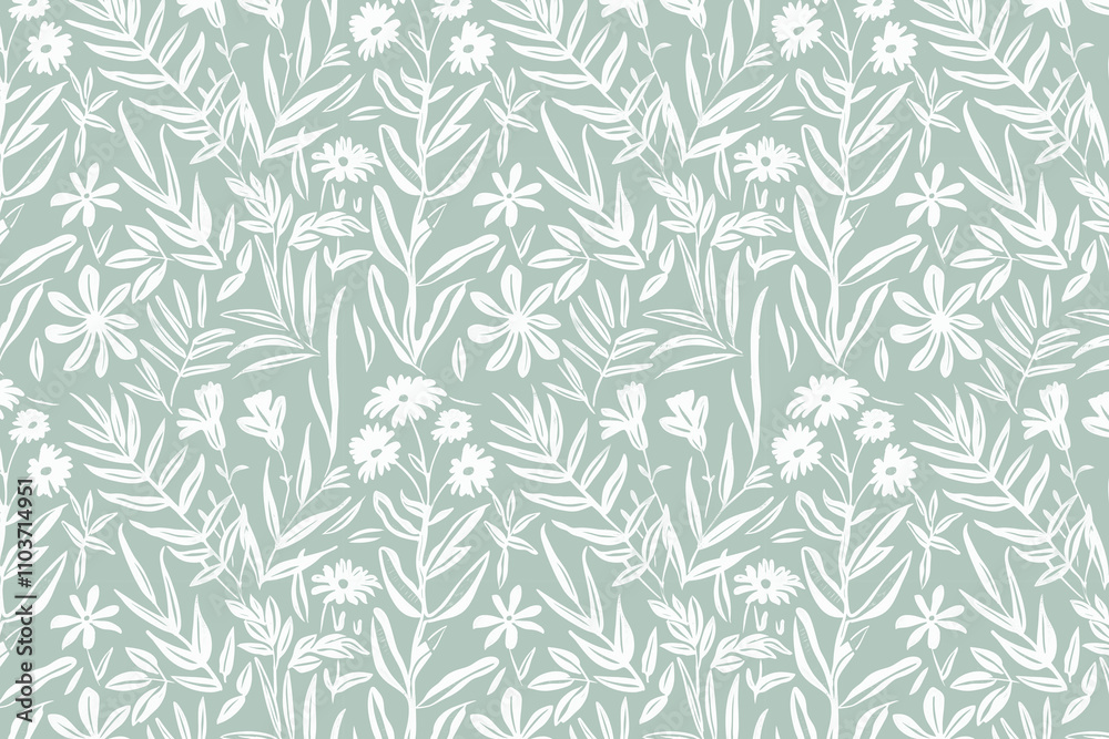 Poster toile pattern tapestry. linocut print. monochrome botanical pattern background. created with generat