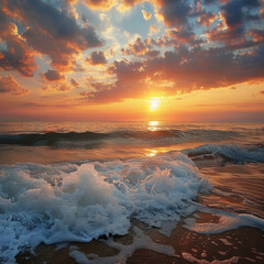 sunset on the beach generated by AI technology