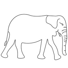 Elephant  single line art, continuous one line drawing of  Isolated outline vector icon 