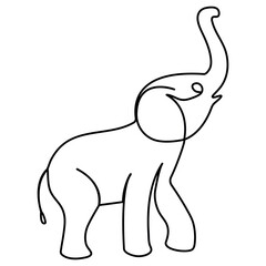 Elephant  single line art, continuous one line drawing of  Isolated outline vector icon 