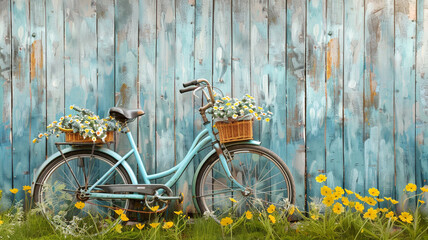 bicycle in the garden generated by AI technology