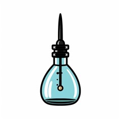 Obraz premium Vintage Dropper Bottle with Blue Liquid and Black Rubber Top, Isolated on White Background for Medical, Laboratory, or Crafting Use in Illustrations and Designs