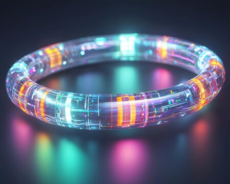 Pulsating energy rings, futuristic abstract style, glowing spectrum, 3D illustration