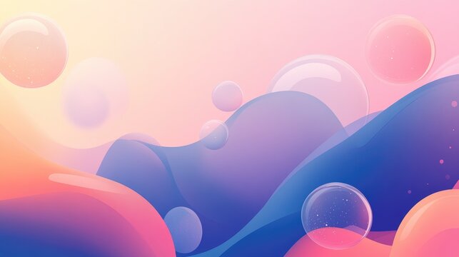 Vibrant abstract bubbles floating above smooth colorful waves, symbolizing the theme of environmental conservation and harmony with nature.