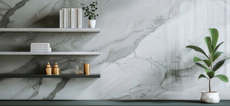 Luxe office interior marble wall backdrop for online meetings