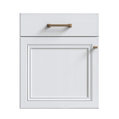 White kitchen facade, doors for kitchen cabinets 3D rendering, front view