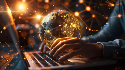 person using laptop generated by AI technology