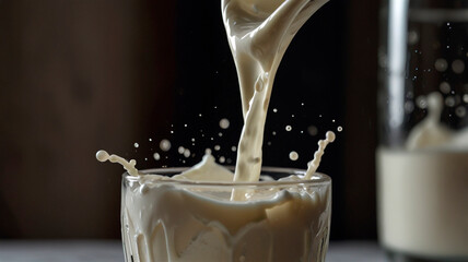 milk is poured into a glass