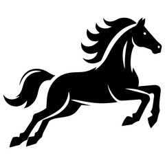 Black and white horse vector illustration.
