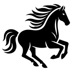 Black and white horse vector illustration.