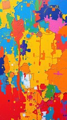 Obraz premium abstract painting with vibrant colors and thick canvas texture, acrylic, modern
