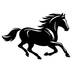 Running horse silhouette isolated on white