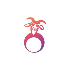 Circle goat vector logo template design