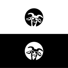Fototapeta premium Goat black and white vector logo template design