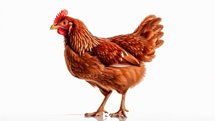 Fototapeta premium Industrial Cross Chicken on White Background: Detailed Close-Up of Poultry in a Clean Setting