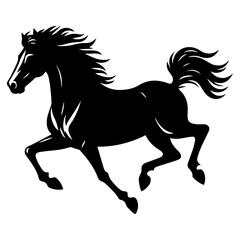 Running horse silhouette isolated on white