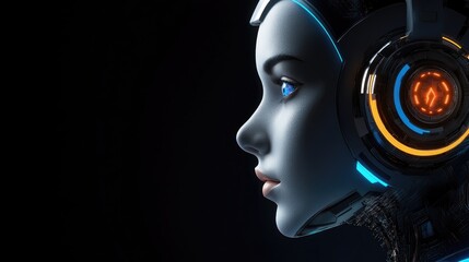 Futuristic AI Profile with Glowing Elements Showcasing Intelligent Design and Advanced Technology in Financial Analytics
