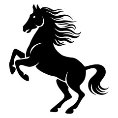 Running horse silhouette isolated on white