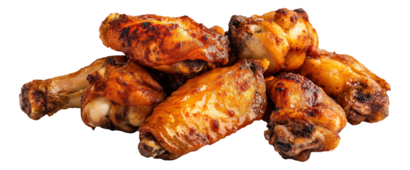 Grilled chicken wings on white background