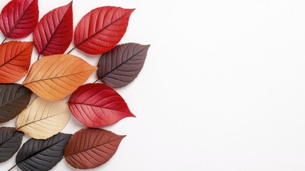 Obraz premium Autumn Leaves Border, Fall Foliage, White Background | Minimalism
