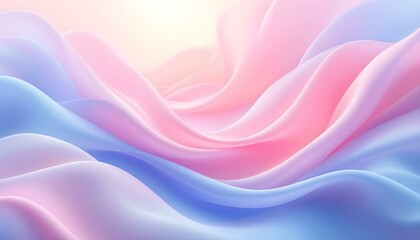 Fototapeta premium Pink silk background. Wavy pink fabric texture, top view. Abstract soft pink backdrop. 3d rendered abstract soft rainbow gradient color cloth view from above.