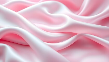 Obraz premium Pink silk background. Wavy pink fabric texture, top view. Abstract soft pink backdrop. Beautiful pastel pink background with drapery and wavy folds of silk satin material texture