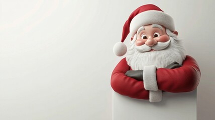 Obraz premium Santa Claus standing next to a whiteboard, ready for holiday announcements. 