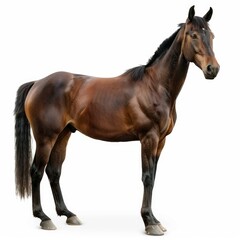 Obraz premium Powerful brown horse standing on white background