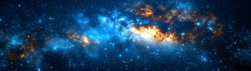 Naklejka premium Cosmic nebula with blue and orange hues.