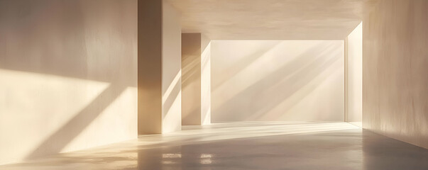 Obraz premium Minimalist Interior Sunlight Illuminates Empty Room