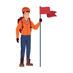 young man practicing mountaineering